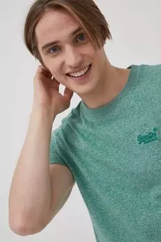 Хлопковая футболка Superdry, зеленый