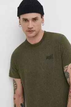 Хлопковая футболка Superdry, зеленый