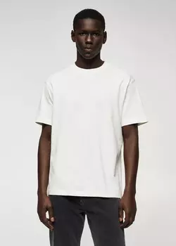 Хлопковая футболка свободного кроя MANGO, белый