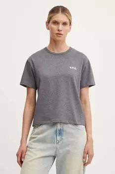 Хлопковая футболка свободного кроя petit vpc A.P.C., серый