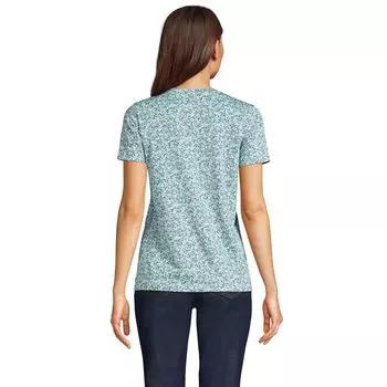 Хлопковая футболка свободного кроя Petite Lands' End с V-образным вырезом Supima Lands' End