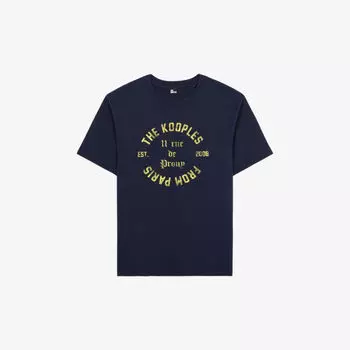Хлопковая футболка свободного кроя с графическим принтом The Kooples, темно-синий