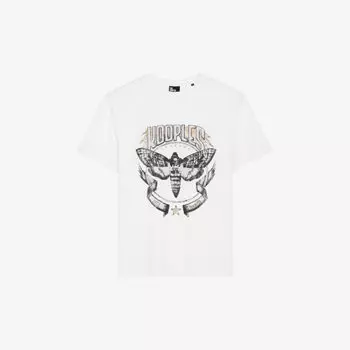 Хлопковая футболка свободного кроя с графическим принтом The Kooples, белый