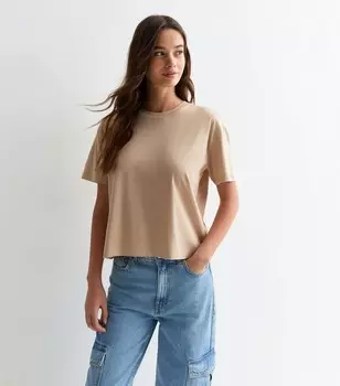 Хлопковая футболка свободного кроя Stone New Look, светло-серый