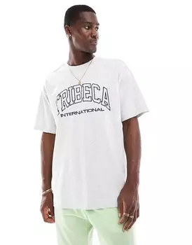 Хлопковая футболка свободного кроя "Tribeca International" белого цвета