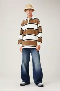 Хлопковая футболка свободного кроя в стиле регби H&amp;M, коричневые/кремовые полосы