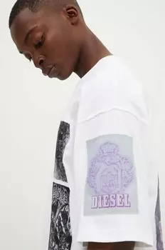 Хлопковая футболка T-BOXT-SLITS-Q10 Diesel, белый