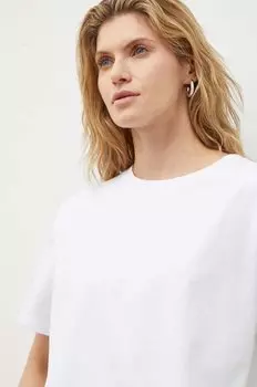 Хлопковая футболка T-shirt droit mc с круглым вырезом American Vintage, белый