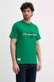 Хлопковая футболка TALBOT Pepe Jeans, зеленый