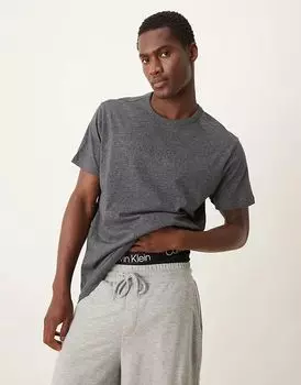 Хлопковая футболка темно-серого цвета с вышитым логотипом Calvin Klein