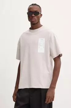 Хлопковая футболка The Kooples, бежевый