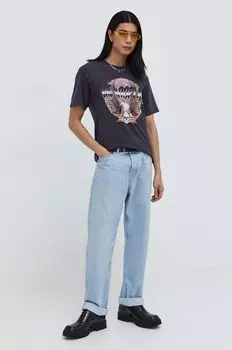 Хлопковая футболка The Kooples, серый