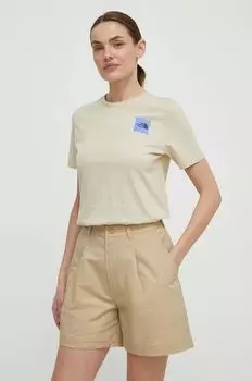Хлопковая футболка The North Face, бежевый