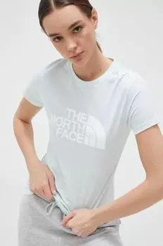 Хлопковая футболка The North Face, бирюзовый
