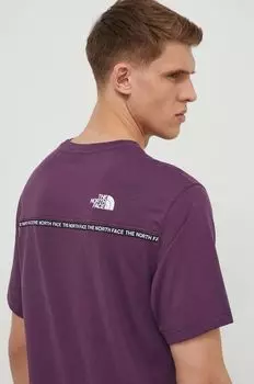 Хлопковая футболка The North Face, фиолетовый