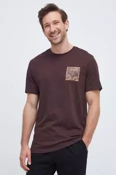 Хлопковая футболка The North Face, коричневый