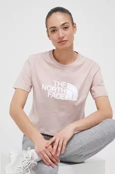 Хлопковая футболка The North Face, розовый