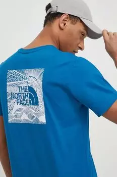 Хлопковая футболка The North Face, синий