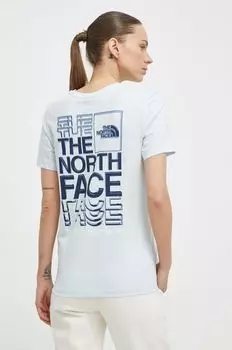 Хлопковая футболка The North Face, синий