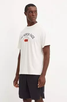 Хлопковая футболка The North Face Tee Varsity с графическим рисунком, бежевый