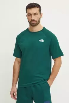 Хлопковая футболка The North Face, зеленый