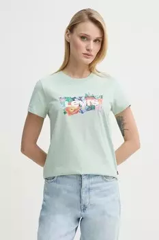 Хлопковая футболка THE PERFECT TEE Levi'S, зеленый