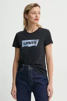 Хлопковая футболка THE PERFECT TEE Levi'S, черный