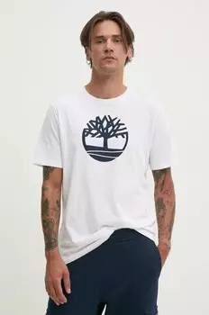 Хлопковая футболка Timberland, белый