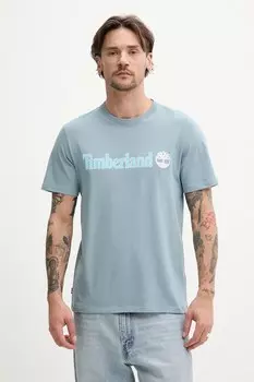 Хлопковая футболка Timberland, синий