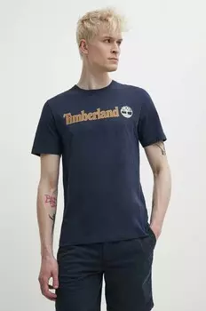 Хлопковая футболка Timberland, темно-синий