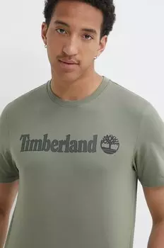 Хлопковая футболка Timberland, зеленый
