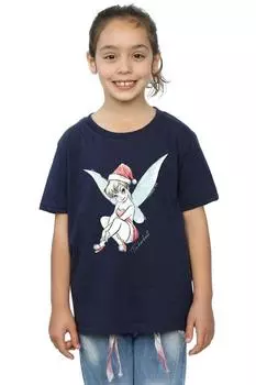 Хлопковая футболка Tinkerbell «Рождественская фея» Disney, темно-синий