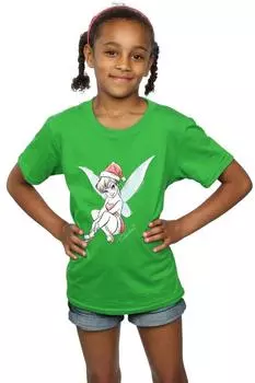 Хлопковая футболка Tinkerbell «Рождественская фея» Disney, зеленый