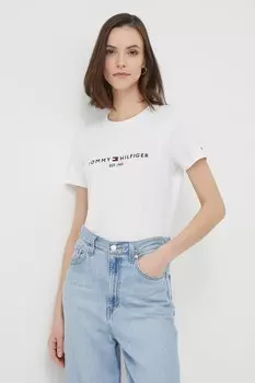Хлопковая футболка Tommy Hilfiger, белый