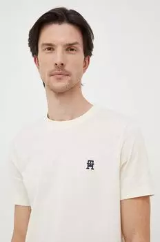 Хлопковая футболка Tommy Hilfiger, бежевый