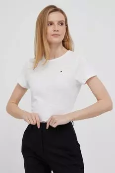 Хлопковая футболка Tommy Hilfiger, бежевый