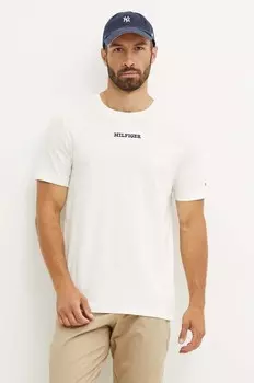 Хлопковая футболка Tommy Hilfiger, бежевый