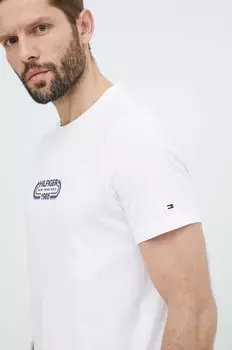 Хлопковая футболка Tommy Hilfiger, бежевый