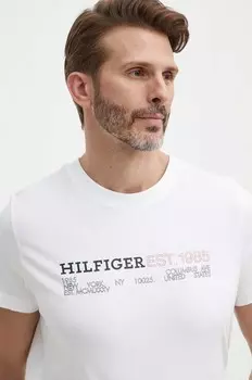 Хлопковая футболка Tommy Hilfiger, бежевый