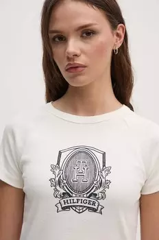 Хлопковая футболка Tommy Hilfiger, бежевый