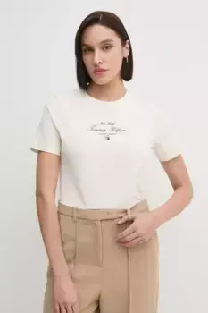 Хлопковая футболка Tommy Hilfiger, бежевый