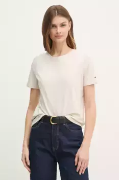 Хлопковая футболка Tommy Hilfiger, бежевый