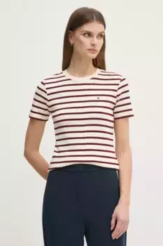 Хлопковая футболка Tommy Hilfiger, бежевый