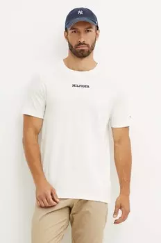 Хлопковая футболка Tommy Hilfiger, бежевый