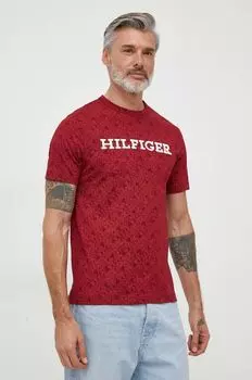 Хлопковая футболка Tommy Hilfiger, бордовый