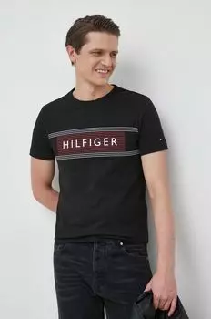 Хлопковая футболка Tommy Hilfiger, черный