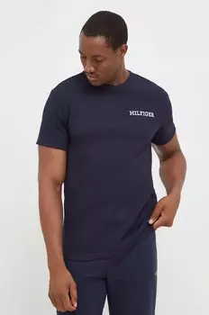 Хлопковая футболка Tommy Hilfiger для отдыха, темно-синий