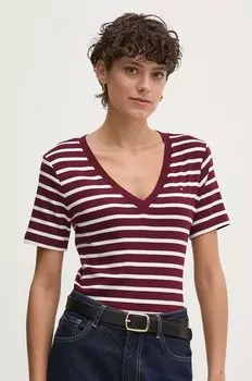 Хлопковая футболка Tommy Hilfiger, гранатовый
