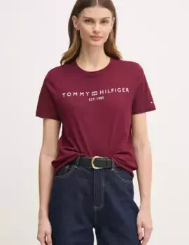 Хлопковая футболка Tommy Hilfiger, гранатовый