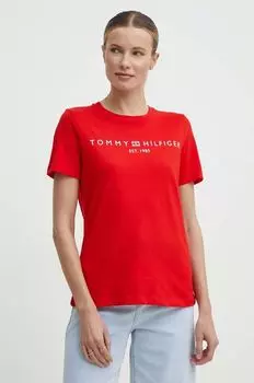 Хлопковая футболка Tommy Hilfiger, красный